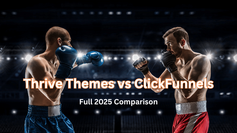Image of 2 boxers - depicting Thrive themes vs Clickfunnels page builders